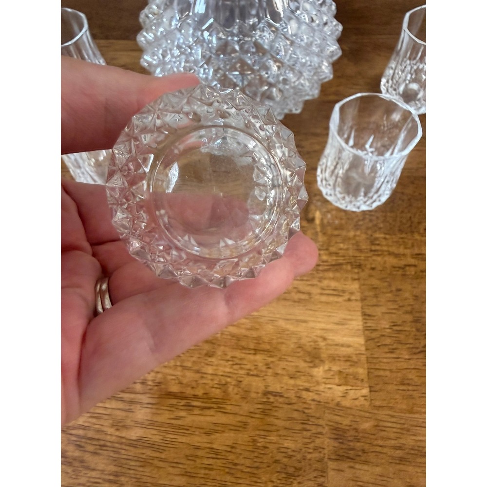 Cristal d Arques Crystal Decanter Set France Diamond Cut Liquor Set 5 Glasses - Picture 6 of 13